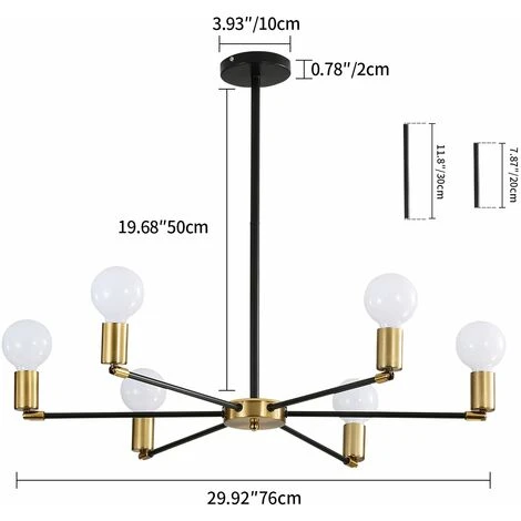 Tout neuf ✔️ GOECO Plafonnier Industriel, Suspension Luminaire Vintage 6 Têtes, Lampe De Plafond Sputnik En Métal Noir Et Or, Lustre Pour Salle à Manger, Salon, Sans Ampoules ⭐ 5 Tout neuf ✔️ GOECO Plafonnier Industriel, Suspension Luminaire Vintage 6 Têtes, Lampe De Plafond Sputnik En Métal Noir Et Or, Lustre Pour Salle à Manger, Salon, Sans Ampoules ⭐ – Image 5