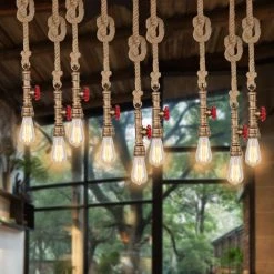 Coupon ✨ WOTTES Lampe Suspension Industrielle Vintage Rétro Fer Forgé Corde Chanvre Créatif E27 Lustre Suspension Conduite D'eau, Bronze - Bronze 🥰 6 Coupon ✨ WOTTES Lampe Suspension Industrielle Vintage Rétro Fer Forgé Corde Chanvre Créatif E27 Lustre Suspension Conduite D'eau, Bronze - Bronze 🥰 -Suspension Soldes 50452292 3