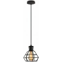 Tout neuf 🤩 WOTTES Lustre Suspension Industriel Moderne E27 Salon Cuisine Restaurant Lampe Suspension Fer Forgé Éclairage - Noir 🌟