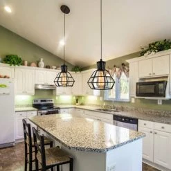 Tout neuf 🤩 WOTTES Lustre Suspension Industriel Moderne E27 Salon Cuisine Restaurant Lampe Suspension Fer Forgé Éclairage - Noir 🌟 -Suspension Soldes 50455092 3