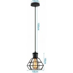 Tout neuf 🤩 WOTTES Lustre Suspension Industriel Moderne E27 Salon Cuisine Restaurant Lampe Suspension Fer Forgé Éclairage - Noir 🌟 -Suspension Soldes 50455092 4