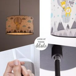 Offres 👏 Paco Home Lampe Chambre Enfant Plafonnier Suspension Montgolfière Nuages Animaux Zoo E27  Crème (Ø45_5cm),  Lampe à Suspension - Noir 🎉 -Suspension Soldes 50631058 4