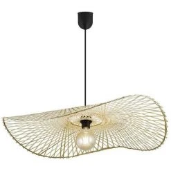 Le moins cher ✔️ Pendentif Modèle Martinet Avec écran En Rotin Naturel ALEMAR ✨