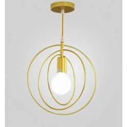 Meilleur prix 🌟 GOECO Suspension Luminaire Industriel Vintage Design E27, Éclairage De Plafond Rétro Longueur 120CM, Lustre Abat Jour Métal Pour Chambre Salon Couloir Cuisine Salle De Bain Balcon (Doré) 🌟