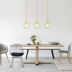 Meilleur prix 🌟 GOECO Suspension Luminaire Industriel Vintage Design E27, Éclairage De Plafond Rétro Longueur 120CM, Lustre Abat Jour Métal Pour Chambre Salon Couloir Cuisine Salle De Bain Balcon (Doré) 🌟 -Suspension Soldes 50836390 4