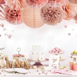 Le moins cher ✔️ VERSAILLESFR Lot De 11 Décorations De Fête En Or Rose, Lanternes Fleurs Pour Anniversaire, Bachelorette, Mariage, Fiançailles, Fête Prénatale, Accessoires De Décoration, Versailles 💯 -Suspension Soldes 50932543 4