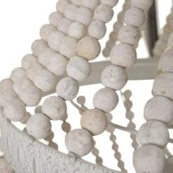 Budget 💯 LOLA HOME Plafonnier Lustre Avec Perles En Métal Blanc Et Bois Ø 40x60 Cm 🥰 -Suspension Soldes 50937478 5