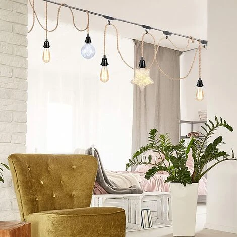 Meilleure vente ✨ SUPERMARKET Lustre Corde, Rétro Douille E27 Avec Fil électrique De 4,5 Mètres Et Interrupteur, Pour Lampe Suspension Corde(ampoule N'est Pas Inclus),Superma ❤️ 2 Meilleure vente ✨ SUPERMARKET Lustre Corde, Rétro Douille E27 Avec Fil électrique De 4,5 Mètres Et Interrupteur, Pour Lampe Suspension Corde(ampoule N'est Pas Inclus),Superma ❤️ – Image 2