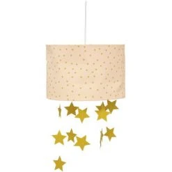 Nouveau ❤️ Atmosphera - Suspension Rose Avec Étoiles Dorées D 30 Cm Pour Chambre D'enfant - Rose 💯