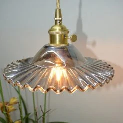 Bon marché 🎁 LITZEE E27 Industrielle Vintage Verre Suspensions Luminaire Retro Plafonnier Luminaire Verre Retro Suspensions Luminaires Industrielle Eclairage De Plafond Suspensions Plafonniers Luminaire(Verre Fumé Sans Source Lumineuse) ✨