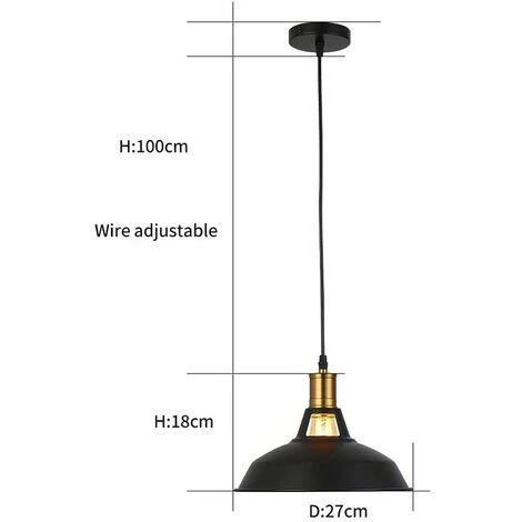 Grosses soldes ⭐ Minetgnon 1Pcs Métal Retro Suspensions Luminaires Industriel Edison Simplicité Lustre Vintage Plafonnier 27cm Noir 🔔 5 Grosses soldes ⭐ Minetgnon 1Pcs Métal Retro Suspensions Luminaires Industriel Edison Simplicité Lustre Vintage Plafonnier 27cm Noir 🔔 – Image 5