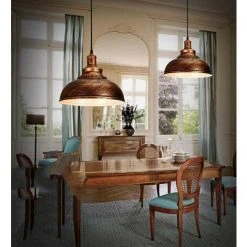 Tout neuf ✔️ Minetgnon Lustre Suspension Luminaire Style Industriel Vintage En Métal E27- Ø30cm - Bronze ❤️