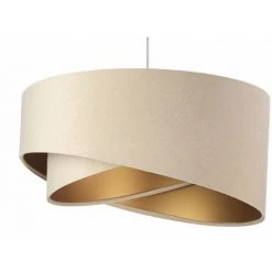 Tout neuf ❤️ LICHTERLEBNISSE Lustre Suspension D'intérieur MADAN En Tissu Velours Beige Crème Au Design Moderne Doré Ø50cm E27 - Blanc, Beige, Or 💯