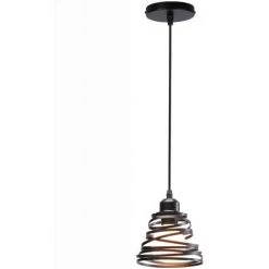 Tout neuf 😍 AXHUP Lustre Rétro Cage Forme De Ressort Suspension Luminaire Industrielle E27 15cm Noir ❤️
