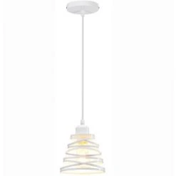 Grosses soldes ❤️ AXHUP Lustre Rétro Cage Forme De Ressort Suspension Luminaire Industrielle E27 15cm Blanc 🎁