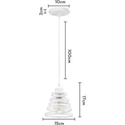 Grosses soldes ❤️ AXHUP Lustre Rétro Cage Forme De Ressort Suspension Luminaire Industrielle E27 15cm Blanc 🎁 -Suspension Soldes 53233575 5