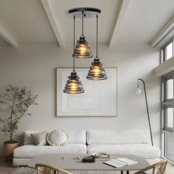Sortie ✨ AXHUP Suspension Luminaire Industrielle Rétro Lustre Suspension Cage En Ressort En Métal Noir 🔔 -Suspension Soldes 53233579 4