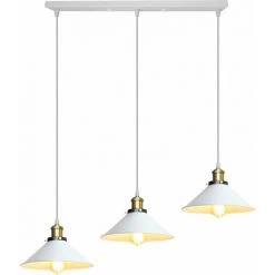 Nouveau ⭐ AXHUP Rétro Lustre Suspension Industrielle E27 3 Tête Blanc Plafonnier Luminaire Ajustable Salle à Manger Couloir 🔥