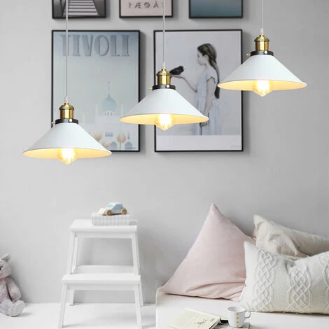 Nouveau ⭐ AXHUP Rétro Lustre Suspension Industrielle E27 3 Tête Blanc Plafonnier Luminaire Ajustable Salle à Manger Couloir 🔥 3 Nouveau ⭐ AXHUP Rétro Lustre Suspension Industrielle E27 3 Tête Blanc Plafonnier Luminaire Ajustable Salle à Manger Couloir 🔥 – Image 3