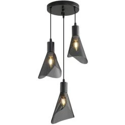 Grosses soldes ✔️ GOECO Suspension Luminaire Industriel, Plafonnier Vintage Noir, Lustre Avec Abat-jour PVC Pour Chambre, Salon, Restaurant, Bar, 3 Lumières E14(Sans Ampoule) ⌛