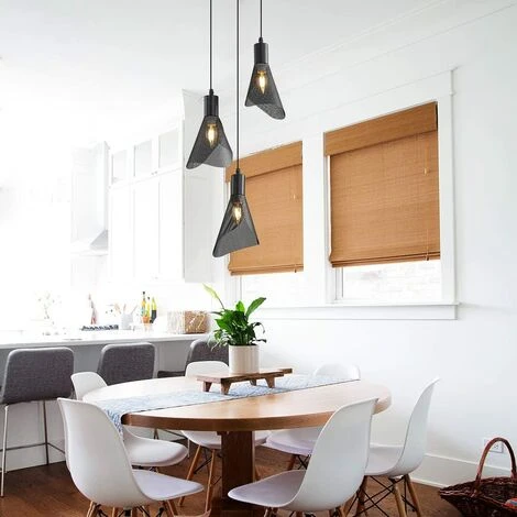 Grosses soldes ✔️ GOECO Suspension Luminaire Industriel, Plafonnier Vintage Noir, Lustre Avec Abat-jour PVC Pour Chambre, Salon, Restaurant, Bar, 3 Lumières E14(Sans Ampoule) ⌛ 3 Grosses soldes ✔️ GOECO Suspension Luminaire Industriel, Plafonnier Vintage Noir, Lustre Avec Abat-jour PVC Pour Chambre, Salon, Restaurant, Bar, 3 Lumières E14(Sans Ampoule) ⌛ – Image 3