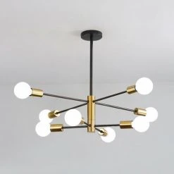 Tout neuf ⌛ GOECO Suspension Luminaire, Lustre Salon Moderne, Noir-doré 8 Lumières E27 Base, Réglage De Rotation 360° Lustre Industriel En Métal Pour Salon Chambre Salle à Manger, (sans Ampoules) 🤩