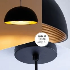 Meilleure vente 🛒 Paco Home Suspension Lampe Suspendue Salle À Manger Cuisine Câble Textile 1,5 M Ø40,5cm  Sans Ampoules,  Noir - Or 👍 -Suspension Soldes 53805338 4