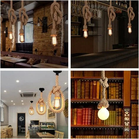 Grosses soldes ✔️ MINETGNON 1,5m Lustre Suspension En Corde Chanvre Luminaire Style Industriel Rétro 1 Tête Pour La Décoration Restaurant, Bar, Café, E27, 220V Sans Ampoule ✔️ 3 Grosses soldes ✔️ MINETGNON 1,5m Lustre Suspension En Corde Chanvre Luminaire Style Industriel Rétro 1 Tête Pour La Décoration Restaurant, Bar, Café, E27, 220V Sans Ampoule ✔️ – Image 3