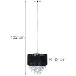 Top 10 ✨ Relaxdays Lampe à Suspension, Lustre Avec Abat-jour En Organza, Luminaire Original, H X D : 122 X 32 Cm, Noir 🧨 -Suspension Soldes 54691066 5