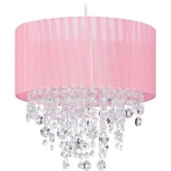 Meilleure affaire ✨ Relaxdays Lampe à Suspension, Lustre Avec Abat-jour En Organza, Luminaire Original, H X D : 122 X 32 Cm, Rose ✔️