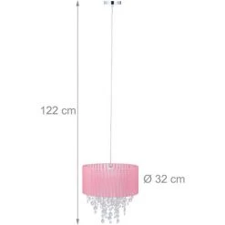 Meilleure affaire ✨ Relaxdays Lampe à Suspension, Lustre Avec Abat-jour En Organza, Luminaire Original, H X D : 122 X 32 Cm, Rose ✔️ -Suspension Soldes 54691068 5