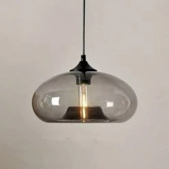 Offres 😀 GOECO Suspension Luminaire Industriel Vintage LOFT E27 Lustre Plafonniers Avec Placage Miroir Gris Abat-Jour, Verre Lampe De Salle à Manger Cuisine Salon Chambre 🧨