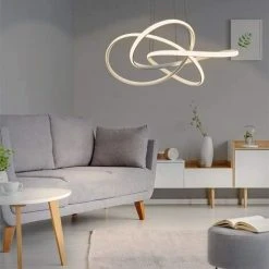 Grosses soldes 🔥 ZMH LED Lampe Suspension Plafonnier LED Pour Salle à Manger Blanc 62 Cm Anneaux Lustre Salon 68 W Intensité Variable Avec Télécommande Hauteur Réglable Éclairage Intérieur Plafonnier-Blanc ✨ -Suspension Soldes 55314510 4