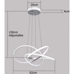 Grosses soldes 🔥 ZMH LED Lampe Suspension Plafonnier LED Pour Salle à Manger Blanc 62 Cm Anneaux Lustre Salon 68 W Intensité Variable Avec Télécommande Hauteur Réglable Éclairage Intérieur Plafonnier-Blanc ✨ -Suspension Soldes 55314510 5