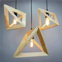 Tout neuf ⭐ COMELY Suspension Vintage Lustre Design Triangulaire En Bois 32cm Suspension Luminaire En Corde Réglable Chambre Salle à Manger Chambre Plafonnier Décor (Ampoule Non Incluse) ✨ -Suspension Soldes 55568214 4