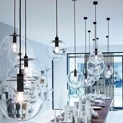 Meilleure affaire ❤️ COMELY E27 Moderne Créative Boule De Pendentif En Verre Européenne Simple Simple Tête Lustre Salon étude Chambre Escaliers Allée Ménage Villa Décoratif Plafond Lampes (Taille : 20 * 20) ❤️ 2 Meilleure affaire ❤️ COMELY E27 Moderne Créative Boule De Pendentif En Verre Européenne Simple Simple Tête Lustre Salon étude Chambre Escaliers Allée Ménage Villa Décoratif Plafond Lampes (Taille : 20 * 20) ❤️ – Image 2
