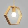 Promo 🧨 COMELY Nordique En Bois Hexagone Géométrique Pendentif Lumières Unique Tête Suspendue Salle à Manger Bar Restaurant Lampe En Bois Avec 5 W Blanc Ampoule 💯