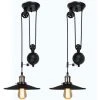 Le moins cher 😉 AXHUP Lot De 2 Suspension De Poulie Eclairage Eclairage Industriel Lustre Vintage Rétro Noir ⭐