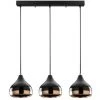 Meilleure vente 💯 OZAIA Suspension En Métal à Hauteur Réglable YILDO - 3 Abat-jours - L. 67 X H. 25/111 Cm - Noir Et Cuivré - Noir 🥰