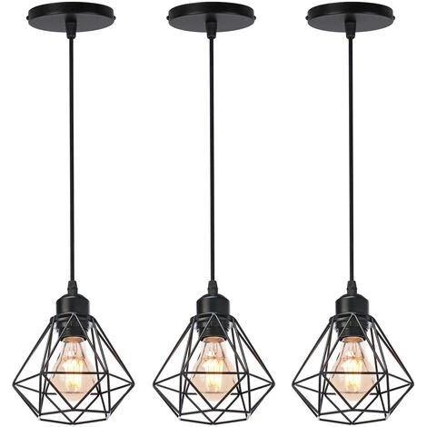 Les meilleures critiques de 🌟 3x Lustre Suspension Industriel En Métal Noir , Stoex Luminaire Style Vintage Design Forme Cage Diamant Rétro Pour Salon Chambre Salle à Manger (sans Ampoule) 😍 1 Les meilleures critiques de 🌟 3x Lustre Suspension Industriel En Métal Noir , Stoex Luminaire Style Vintage Design Forme Cage Diamant Rétro Pour Salon Chambre Salle à Manger (sans Ampoule) 😍