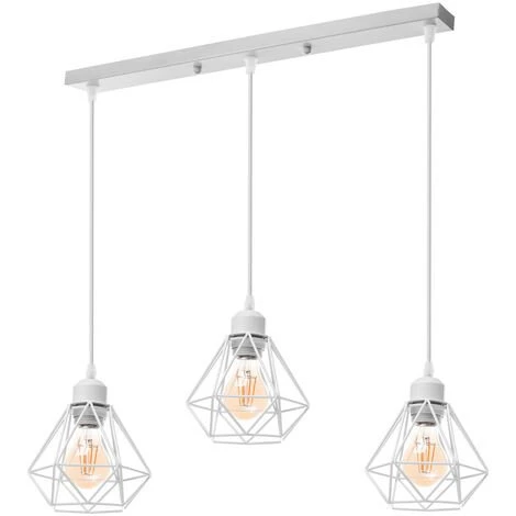 Remise 🔔 STOEX Suspension Industrielle 3 Lampes Lustre Métal Plafonnier Lumières E27 Pour Salon Cuisine Chambre Salle à Manger, Blanc ⭐ 1 Remise 🔔 STOEX Suspension Industrielle 3 Lampes Lustre Métal Plafonnier Lumières E27 Pour Salon Cuisine Chambre Salle à Manger, Blanc ⭐