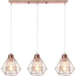 Meilleur prix 🥰 STOEX Suspension Industrielle 3 Lampes Lustre Métal Plafonnier Lumières E27 Pour Salon Cuisine Chambre Salle à Manger, Or Rose 😉