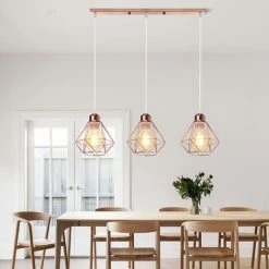 Meilleur prix 🥰 STOEX Suspension Industrielle 3 Lampes Lustre Métal Plafonnier Lumières E27 Pour Salon Cuisine Chambre Salle à Manger, Or Rose 😉 -Suspension Soldes 55909671 3