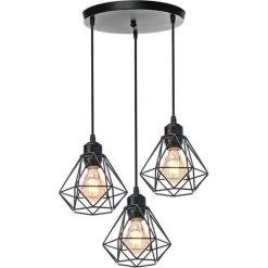 Acheter 💯 STOEX Suspension Luminaire Industrielle Vintage, Réglable Lustre Plafonnier Métal Câble Réglable Pour Salon Restaurant Chambre Cuisine Couloir, E27 Noir 😉
