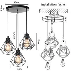Acheter 💯 STOEX Suspension Luminaire Industrielle Vintage, Réglable Lustre Plafonnier Métal Câble Réglable Pour Salon Restaurant Chambre Cuisine Couloir, E27 Noir 😉 9 Acheter 💯 STOEX Suspension Luminaire Industrielle Vintage, Réglable Lustre Plafonnier Métal Câble Réglable Pour Salon Restaurant Chambre Cuisine Couloir, E27 Noir 😉 -Suspension Soldes 55909854 5