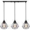 Grosses soldes 👍 STOEX Suspension Industrielle 3 Lampes Lustre Métal Plafonnier Lumières E27 Pour Salon Cuisine Chambre Salle à Manger, Noir 🎉