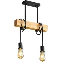 Remise 😀 COMELY Suspension Luminaire Vintage, Lustre Plafonnier En Bois, 100cm Réglable Longueur Du Cordon, Lustre Salon Salle à Manger, 2 Lumières E27 (Ampoule Non Incluse) ⌛