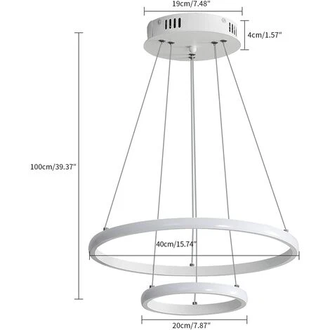 Bon marché ⭐ COMELY Suspension Luminaire LED, Lustre Circulaire Moderne, Suspension Blanc 4000K, Lampe De Plafond éclairage Intérieur De La Chambre à Coucher Du Salon ✔️ 5 Bon marché ⭐ COMELY Suspension Luminaire LED, Lustre Circulaire Moderne, Suspension Blanc 4000K, Lampe De Plafond éclairage Intérieur De La Chambre à Coucher Du Salon ✔️ – Image 5