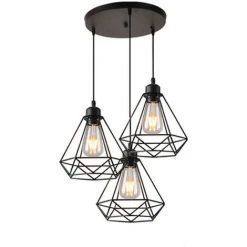 Acheter ⭐ AXHUP Lustre Suspension 3 Lumieres En Metal E27 20,5cm Noir 👍