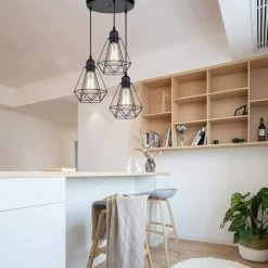 Acheter ⭐ AXHUP Lustre Suspension 3 Lumieres En Metal E27 20,5cm Noir 👍 -Suspension Soldes 56525289 3